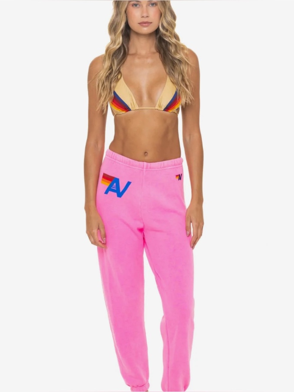 Aviator Nation Hot Pink Track Pants with Logo Size Extra Small